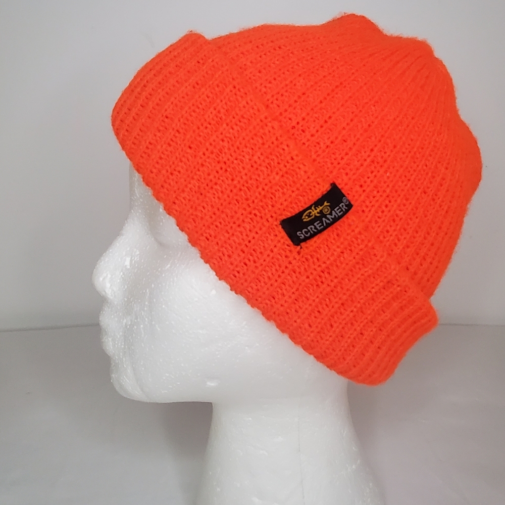 SCREAMER Orange Knit Beanie/Hat -Classic Design Lightweight 100% Acrylic